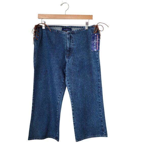 ATTITUDE vintage 90's lace up‎ detail capri jeans NEW WITH TAGS 9/10 - Picture 10 of 10